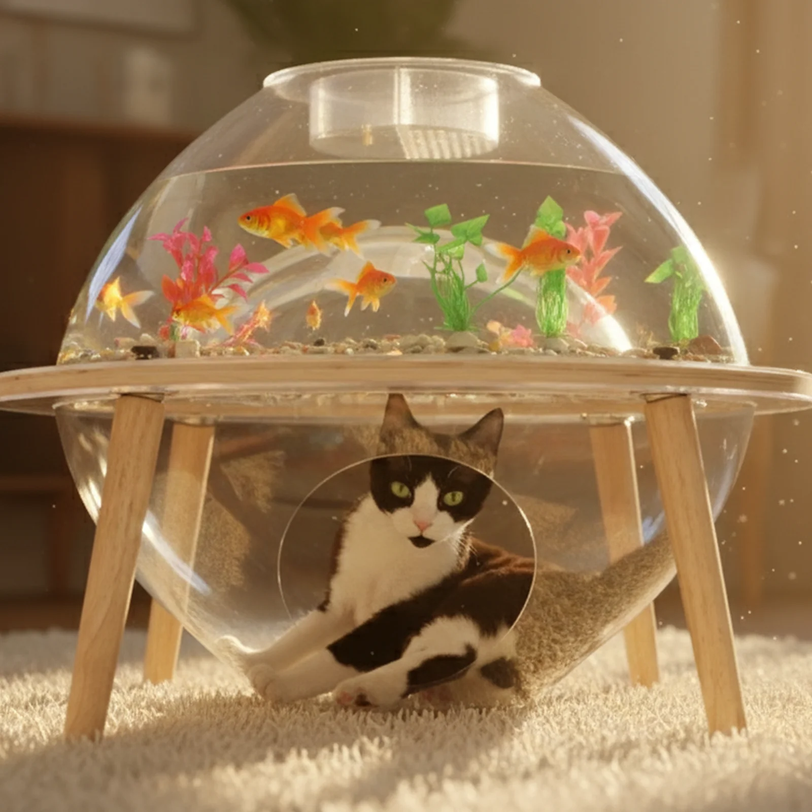 Interactive Orbit Fish Tank for Cats
